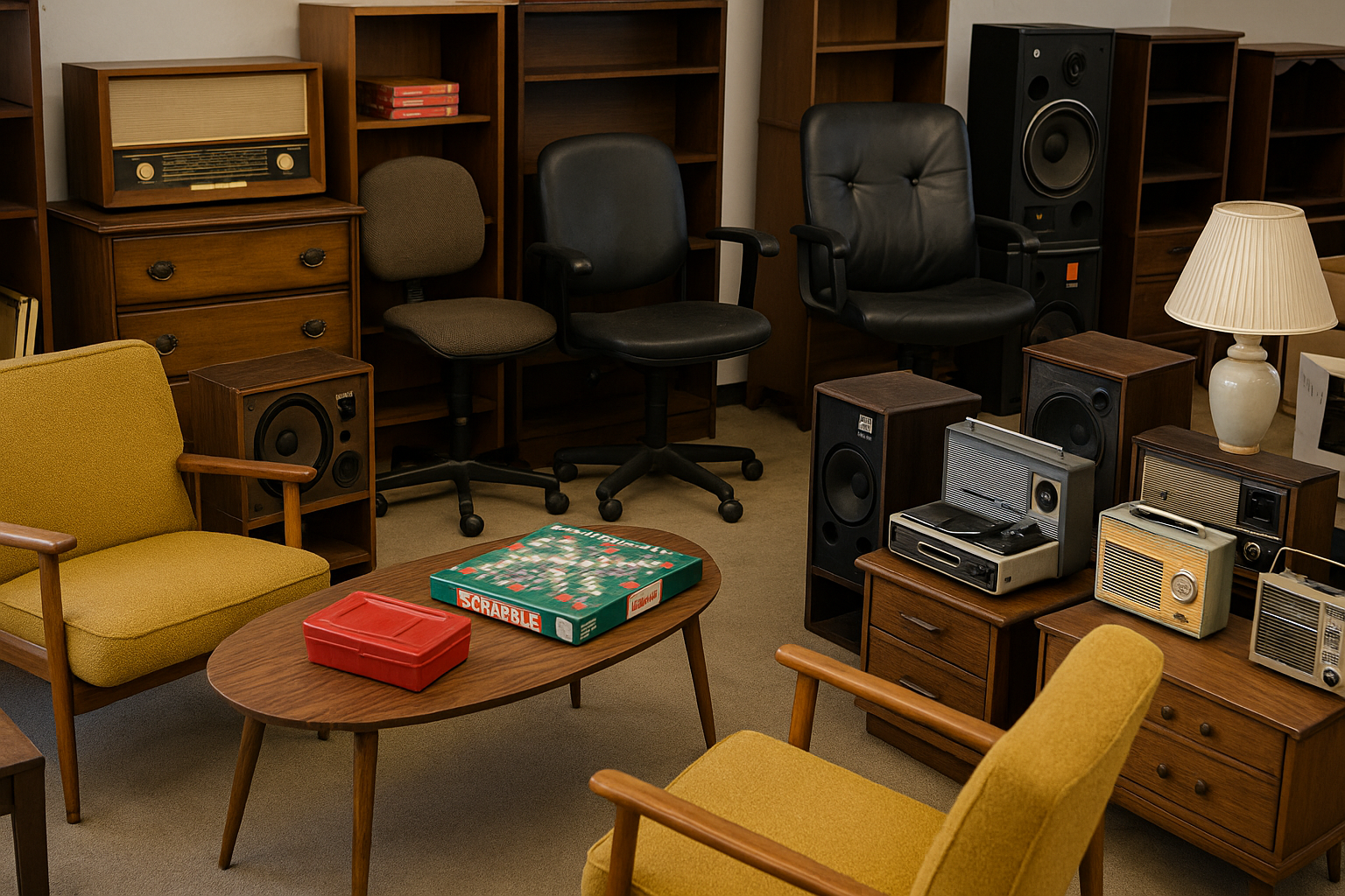 Vintage furniture and electronics